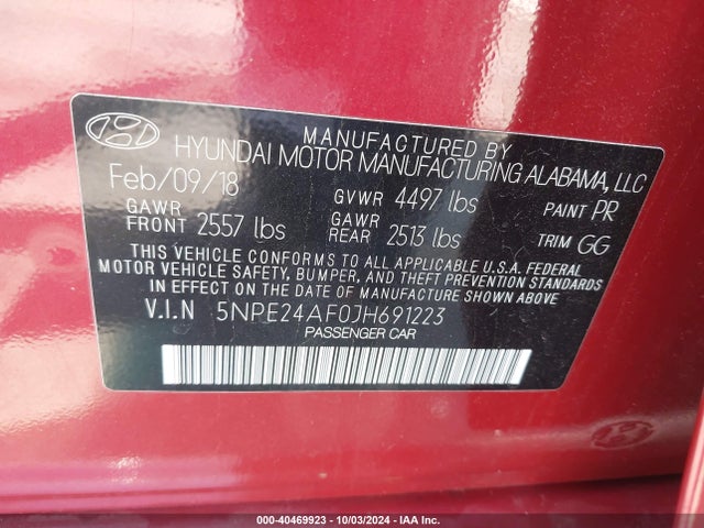 Hyundai SONATA SE 2018 5NPE24AF0JH691223 Image 9