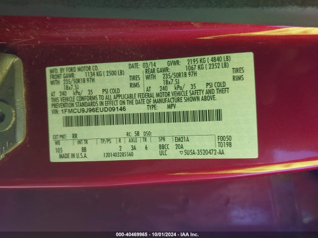 Ford Escape Titanium 2014 1FMCU9J96EUD09146 Image 9