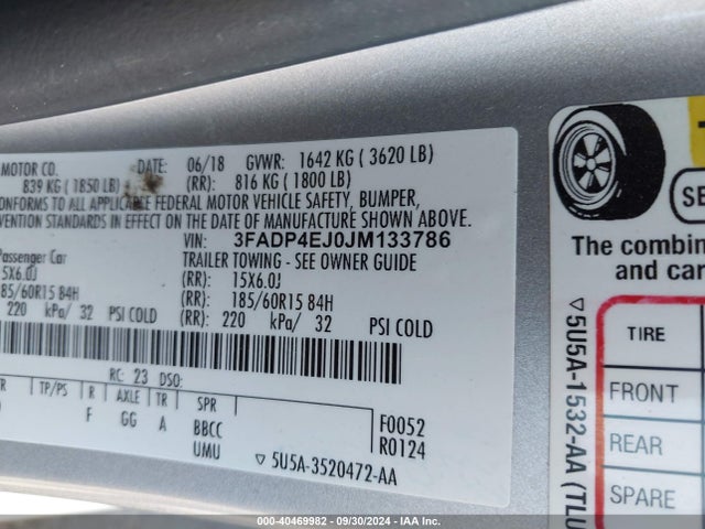 Ford FIESTA SE 2018 3FADP4EJ0JM133786 Image 9
