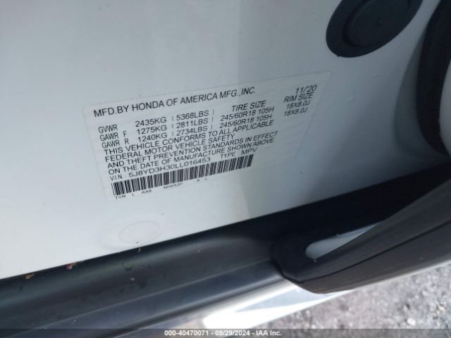 5J8YD3H30LL016453 Acura Mdx Standard