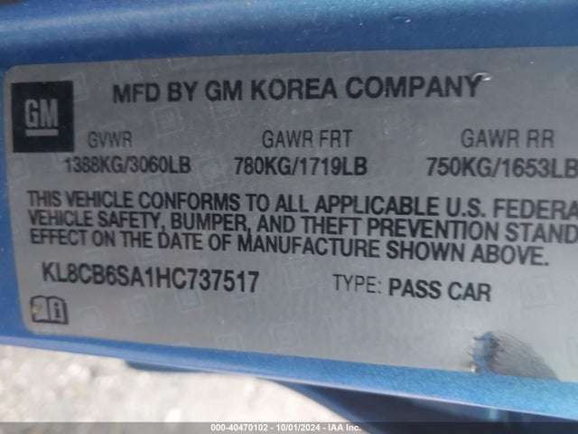 Chevrolet Spark Ls Cvt 2017 KL8CB6SA1HC737517 Image 9