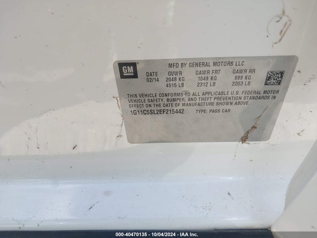 Chevrolet MALIBU 1LT 2014 1G11C5SL2EF215442 Image 9