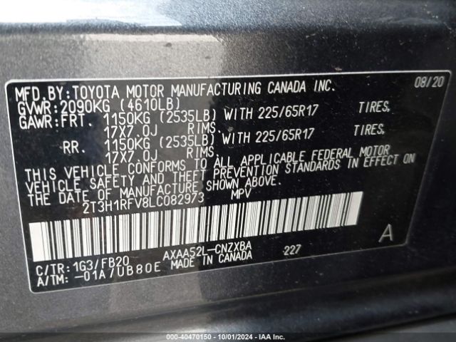 Toyota RAV4 LE 2020 2T3H1RFV8LC082973 Image 9