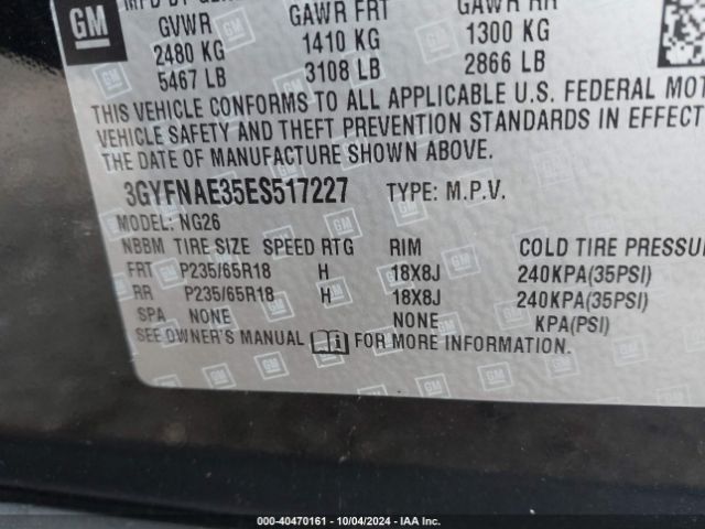 3GYFNAE35ES517227 Cadillac Srx Standard
