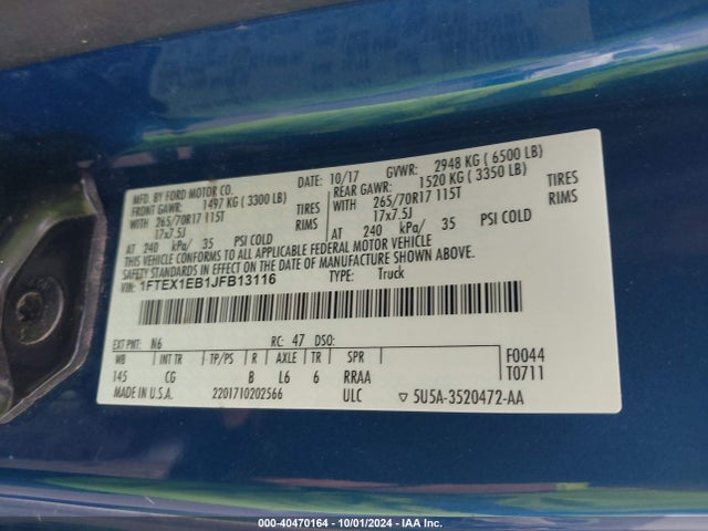 Ford F-150 Xl 2018 1FTEX1EB1JFB13116 Image 9