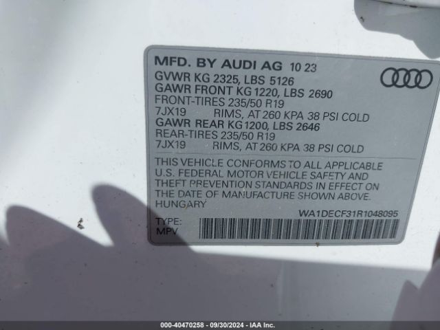 WA1DECF31R1048095 Audi Q3 Premium 45 Tfsi S Line Quattro Tiptronic