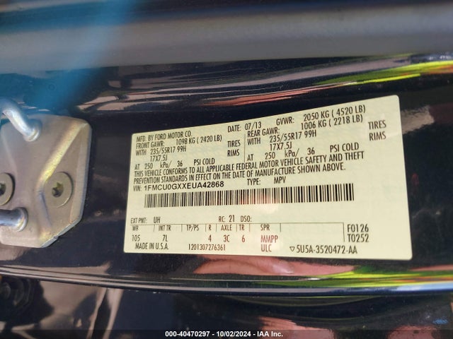 Ford ESCAPE SE 2014 1FMCU0GXXEUA42868 Image 9
