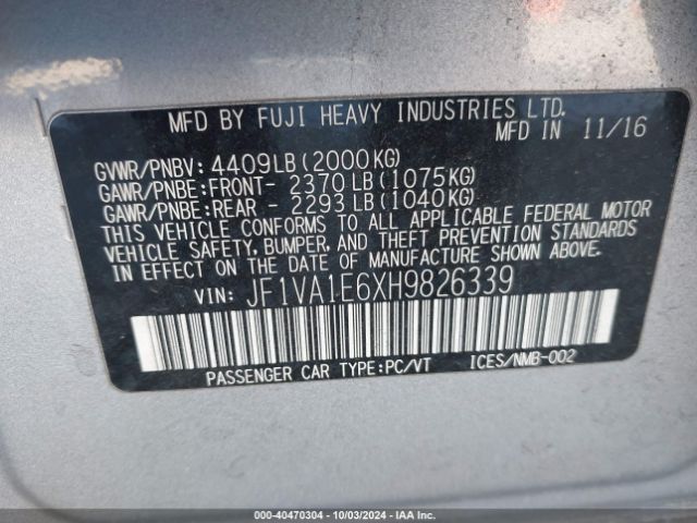 JF1VA1E6XH9826339 Subaru Wrx Premium