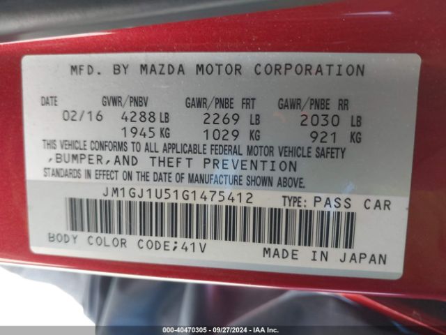 JM1GJ1U51G1475412 Mazda Mazda6 I Sport