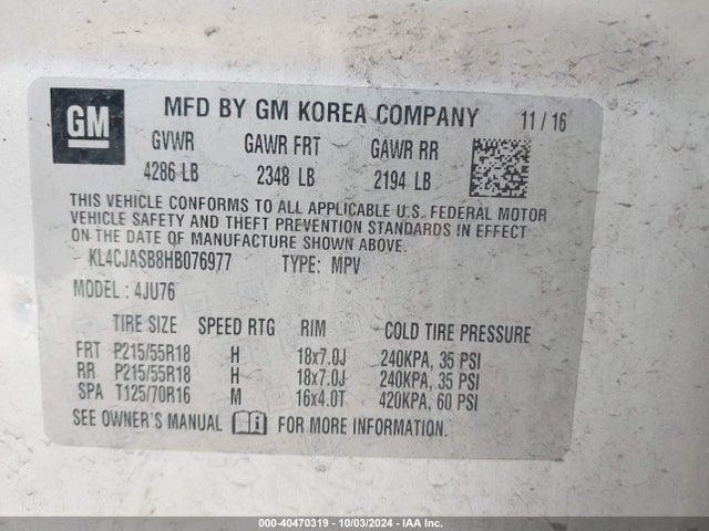 Buick Encore Preferred 2017 KL4CJASB8HB076977 Image 9