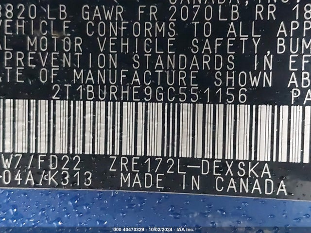 Toyota Corolla S Plus 2016 2T1BURHE9GC551156 Image 9