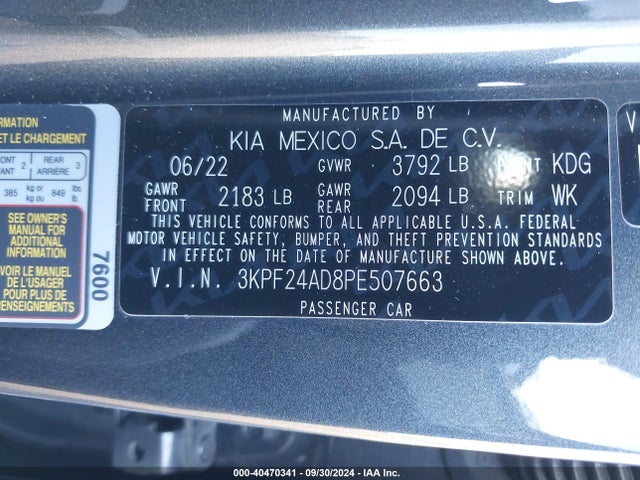 KIA FORTE LX 2023 3KPF24AD8PE507663 Image 9