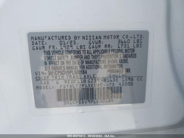 3N1CP5DV9PL500184 Nissan Kicks Sr Xtronic Cvt