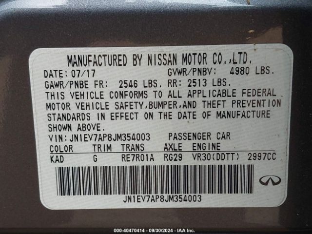 JN1EV7AP8JM354003 Infiniti Q50 3.0t Luxe