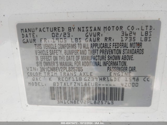 Nissan Versa 1.6 Sv Xtronic Cvt 2023 3N1CN8EV2PL825765 Image 9