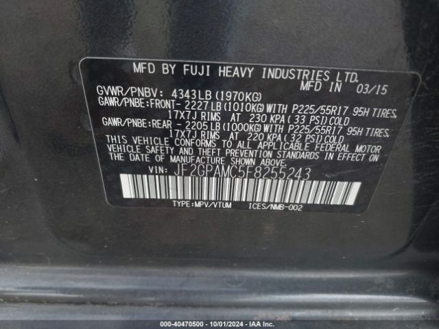 JF2GPAMC5F8255243 Subaru Xv Crosstrek 2.0i Limited