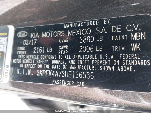 KIA FORTE LX 2017 3KPFK4A73HE136536 Image 9