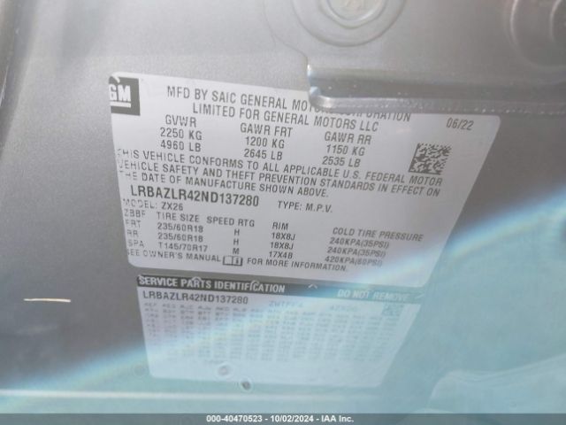 LRBAZLR42ND137280 Buick Envision Fwd Preferred