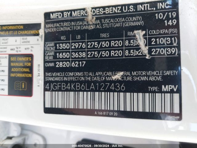 4JGFB4KB6LA127436 Mercedes-Benz Gle 350 4matic