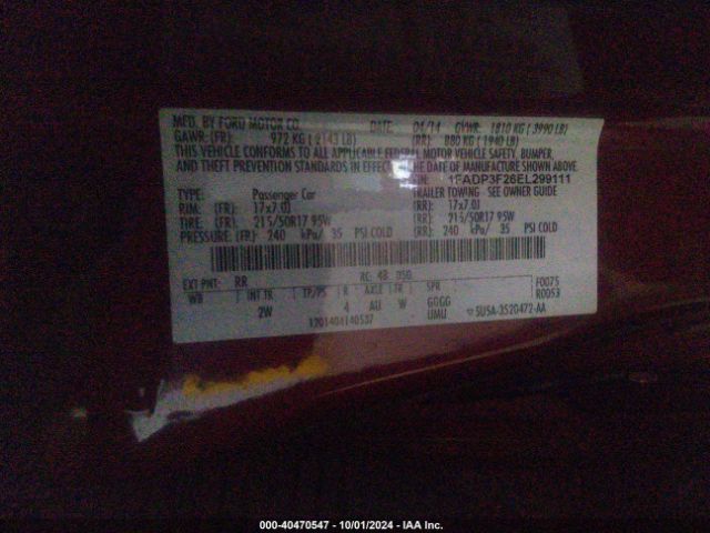 1FADP3F26EL299111 Ford FOCUS SE