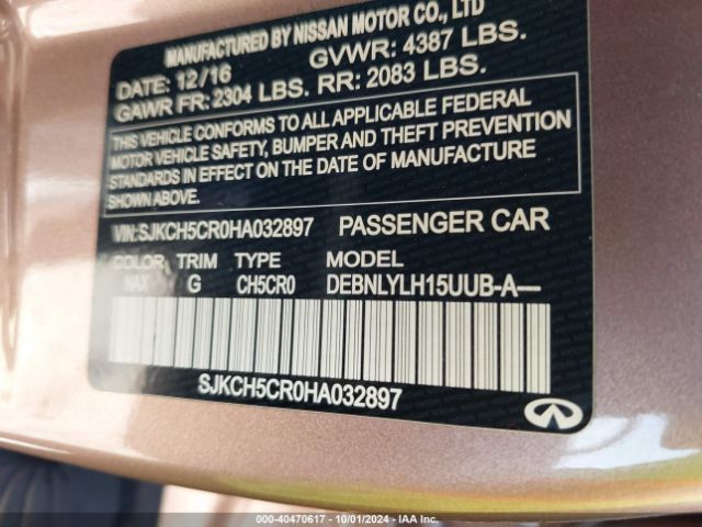 SJKCH5CR0HA032897 Infiniti Qx30 Premium