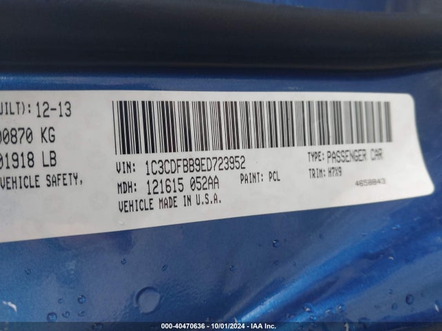 Dodge DART SXT 2014 1C3CDFBB9ED723952 Image 9