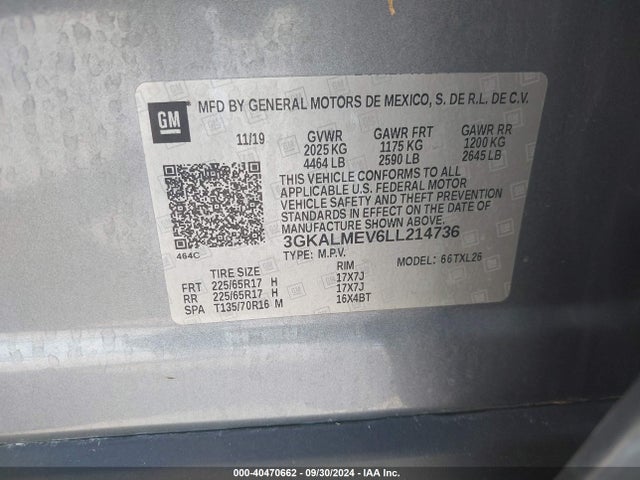 3GKALMEV6LL214736 GMC Terrain Fwd Sle