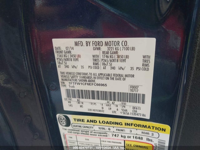 Ford F-150 Xlt 2014 1FTFW1CF6EFC66965 Image 9
