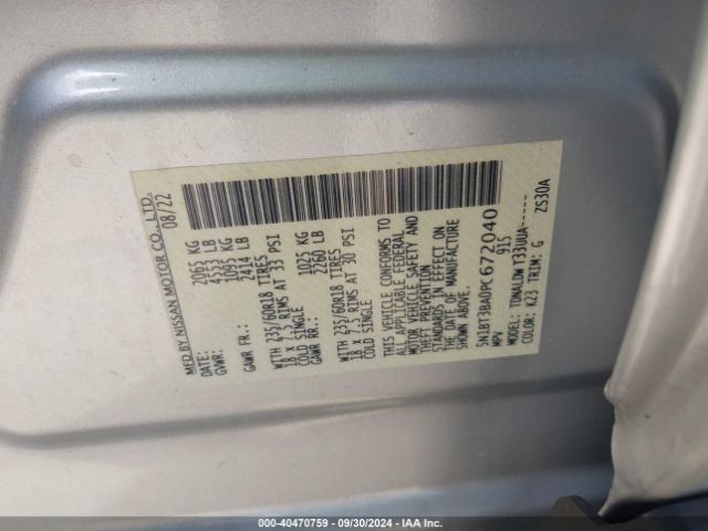 5N1BT3BA0PC672040 Nissan Rogue Sv Fwd