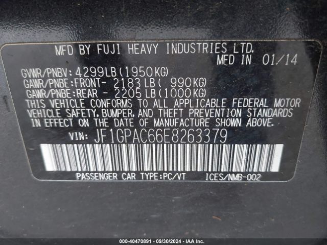 JF1GPAC66E8263379 Subaru Impreza 2.0i Premium