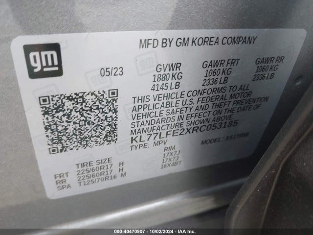 Chevrolet Trax Fwd Sp 2024 KL77LFE2XRC053185 Image 9