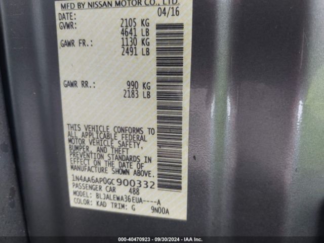 1N4AA6AP0GC900332 Nissan Maxima 3.5 Sl