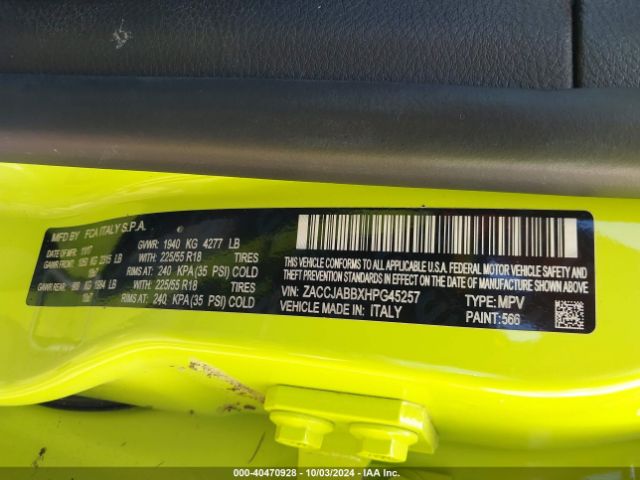 ZACCJABBXHPG45257 Jeep Renegade Altitude Fwd