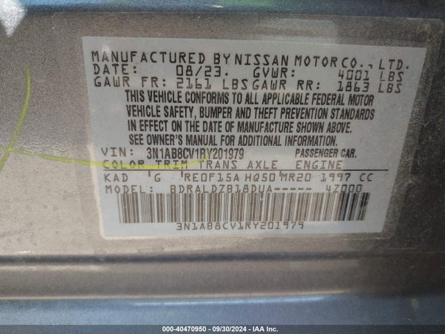 Nissan Sentra Sv Xtronic Cvt 2024 3N1AB8CV1RY201979 Image 7