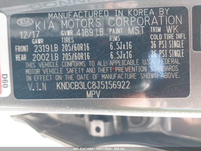 KNDCB3LC8J5156922 KIA NIRO LX