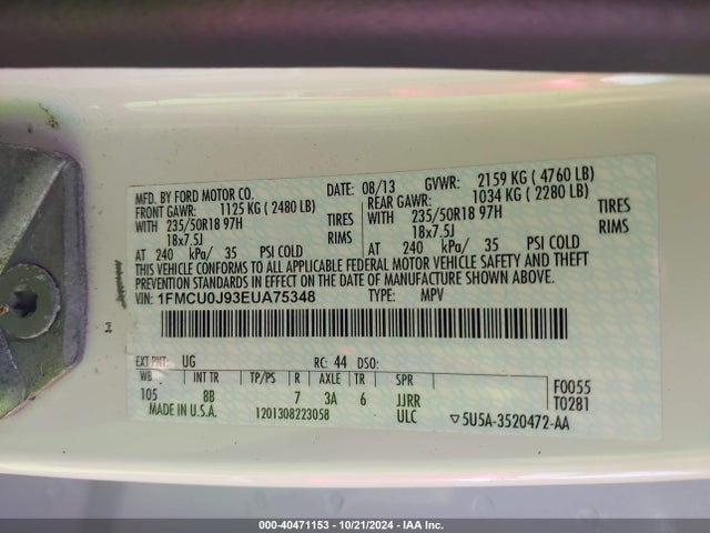 Ford Escape Titanium 2014 1FMCU0J93EUA75348 Image 9