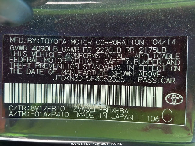 JTDKN3DP5E3062325 Toyota PRIUS PLUG-IN