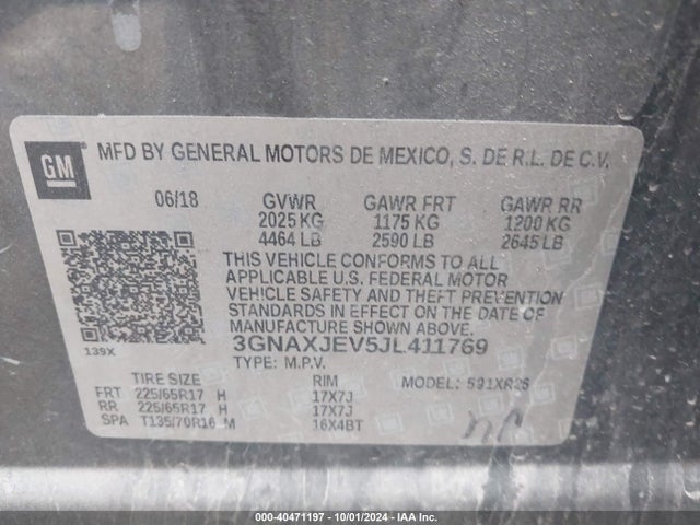 Chevrolet EQUINOX LT 2018 3GNAXJEV5JL411769 Image 9