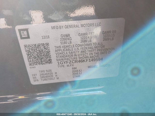1GYFZCR46KF149594 Cadillac Xt4 Fwd Premium Luxury