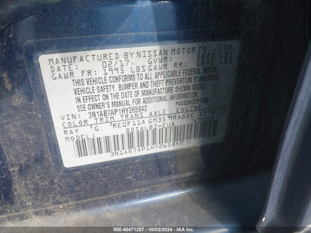 Nissan SENTRA S 2017 3N1AB7AP1HY265842 Image 9