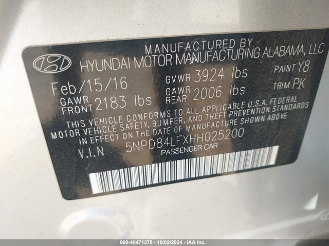 Hyundai ELANTRA SE 2017 5NPD84LFXHH025200 Image 9