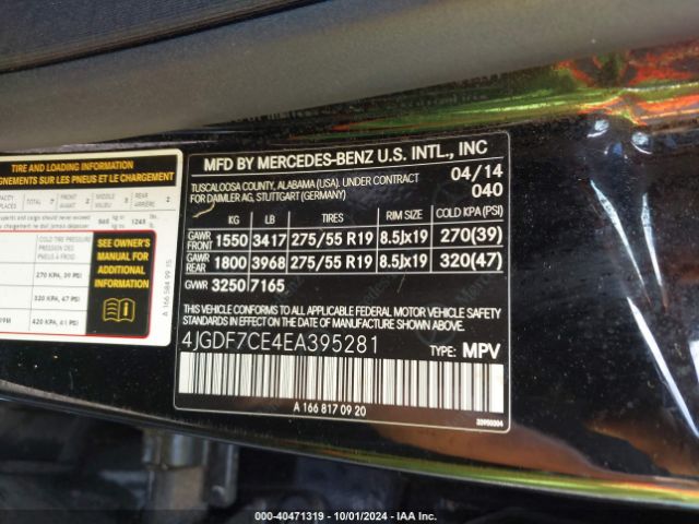 4JGDF7CE4EA395281 Mercedes-Benz Gl 450 4matic