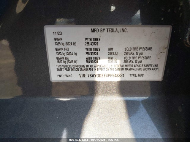 7SAYGDEE4PF948331 Tesla Model Y Awd/long Range Dual Motor All-wheel Drive