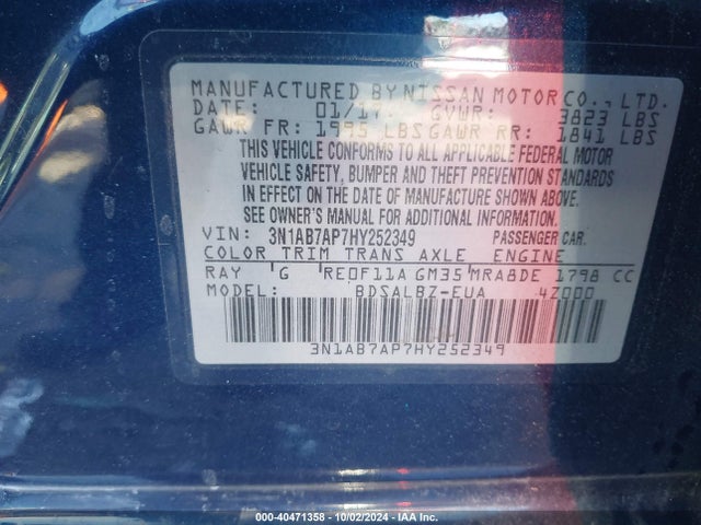 Nissan SENTRA S 2017 3N1AB7AP7HY252349 Image 9