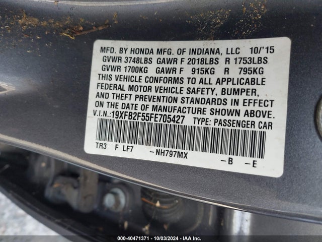 Honda Civic Lx 2015 19XFB2F55FE705427 Image 9