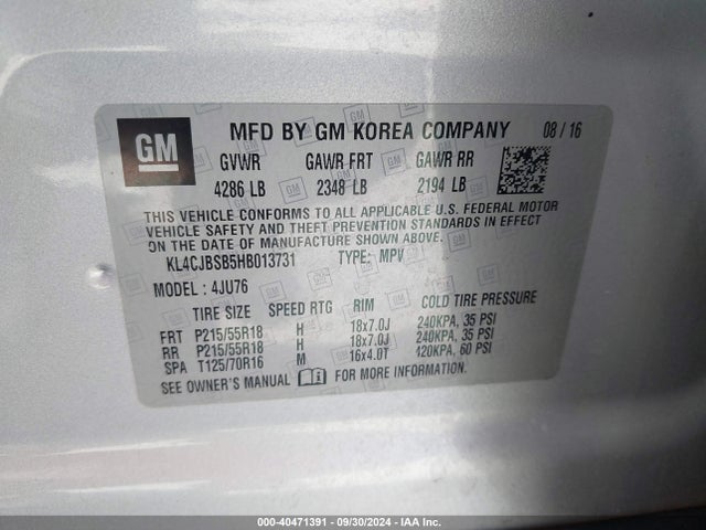 KL4CJBSB5HB013731 Buick Encore Preferred Ii