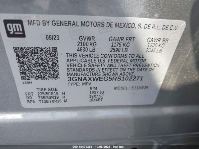 3GNAXWEG5RS102271 Chevrolet Equinox Awd Rs