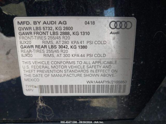WA1A4AFY9J2165850 Audi Sq5 3.0t Premium Plus