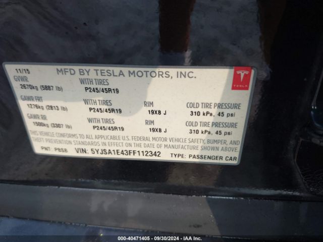 5YJSA1E43FF112342 Tesla Model S 85d/p85d