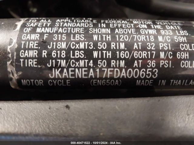 2015 KAWASAKI EN650 JKAENEA17FDA00653 Photo 9